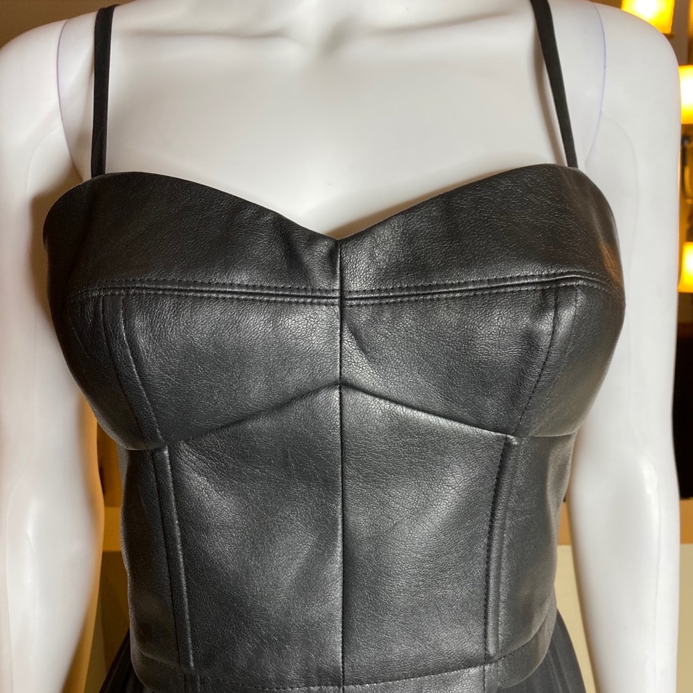BCBGMAXAZRIA Leandra Leather Black Dress - Picture 8 of 16